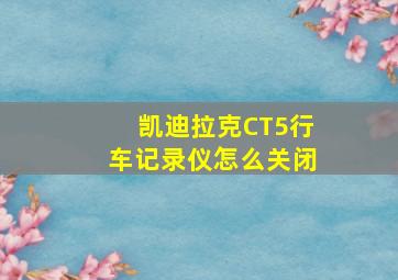 凯迪拉克CT5行车记录仪怎么关闭