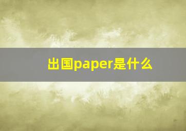 出国paper是什么