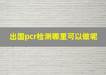 出国pcr检测哪里可以做呢