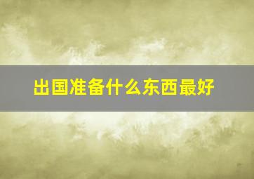 出国准备什么东西最好