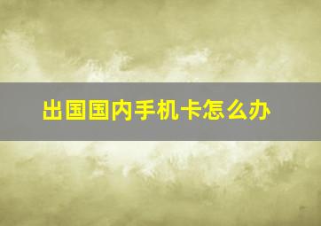 出国国内手机卡怎么办