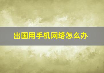 出国用手机网络怎么办