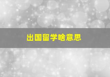 出国留学啥意思