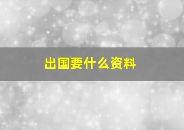 出国要什么资料