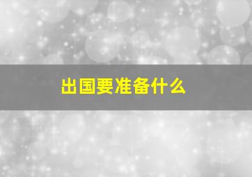 出国要准备什么