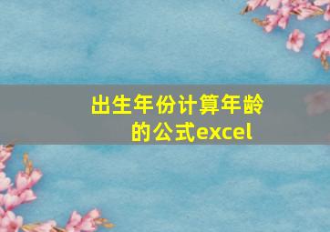 出生年份计算年龄的公式excel