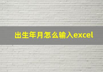 出生年月怎么输入excel