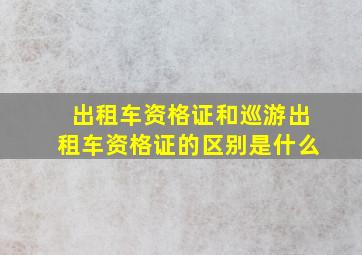 出租车资格证和巡游出租车资格证的区别是什么