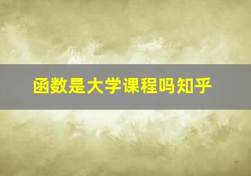 函数是大学课程吗知乎