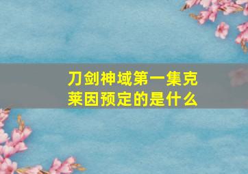 刀剑神域第一集克莱因预定的是什么