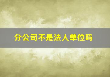 分公司不是法人单位吗