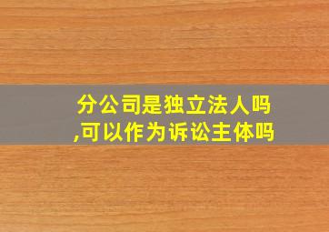 分公司是独立法人吗,可以作为诉讼主体吗