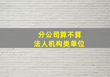 分公司算不算法人机构类单位