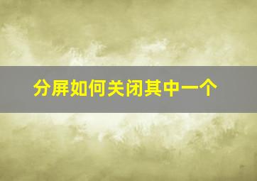 分屏如何关闭其中一个