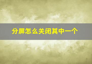 分屏怎么关闭其中一个