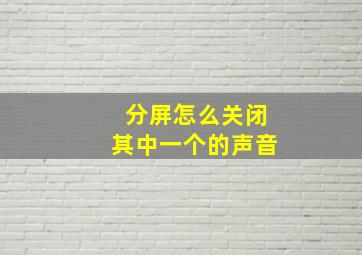 分屏怎么关闭其中一个的声音