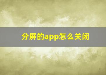 分屏的app怎么关闭