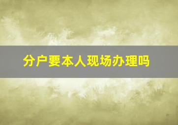 分户要本人现场办理吗