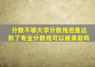 分数不够大学分数线但是达到了专业分数线可以被录取吗