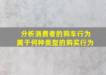 分析消费者的购车行为属于何种类型的购买行为