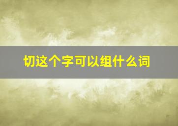 切这个字可以组什么词