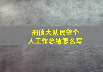 刑侦大队民警个人工作总结怎么写