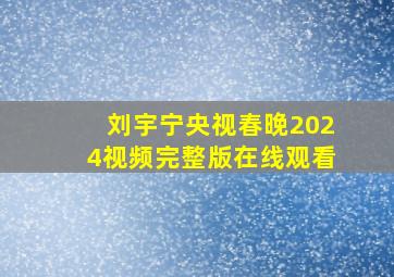 刘宇宁央视春晚2024视频完整版在线观看