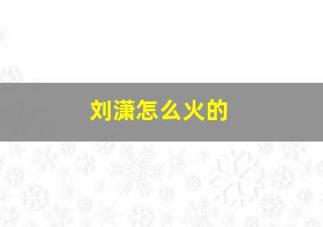 刘潇怎么火的