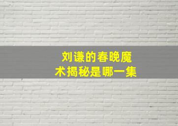 刘谦的春晚魔术揭秘是哪一集