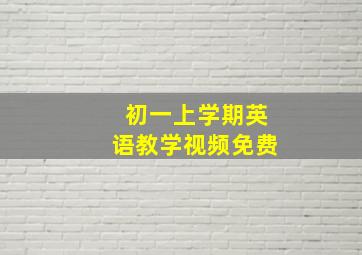 初一上学期英语教学视频免费