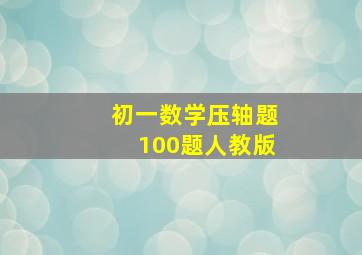 初一数学压轴题100题人教版