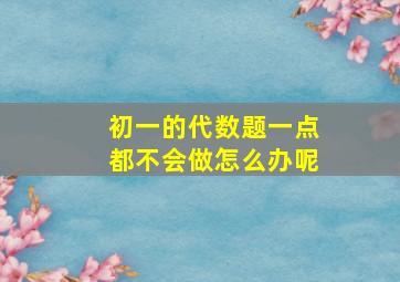 初一的代数题一点都不会做怎么办呢