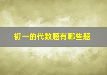 初一的代数题有哪些题