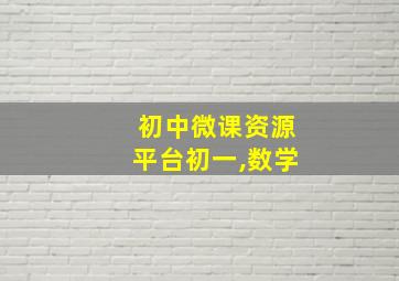 初中微课资源平台初一,数学