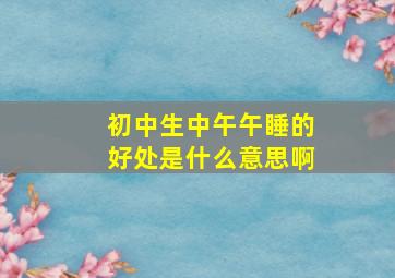 初中生中午午睡的好处是什么意思啊