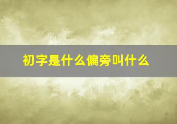 初字是什么偏旁叫什么