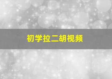 初学拉二胡视频