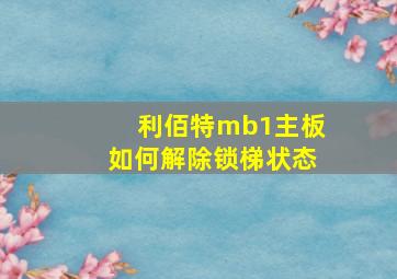 利佰特mb1主板如何解除锁梯状态