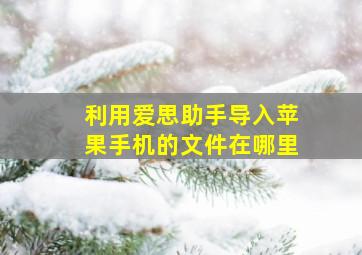 利用爱思助手导入苹果手机的文件在哪里