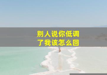 别人说你低调了我该怎么回