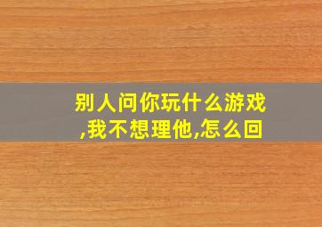 别人问你玩什么游戏,我不想理他,怎么回