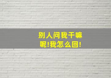 别人问我干嘛呢!我怎么回!