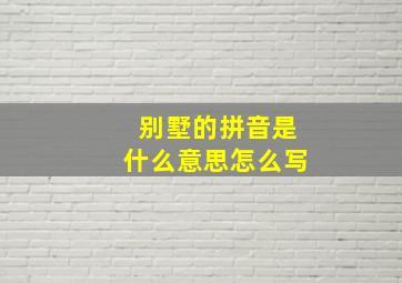 别墅的拼音是什么意思怎么写