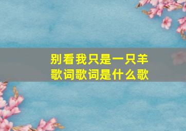 别看我只是一只羊歌词歌词是什么歌