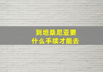 到坦桑尼亚要什么手续才能去