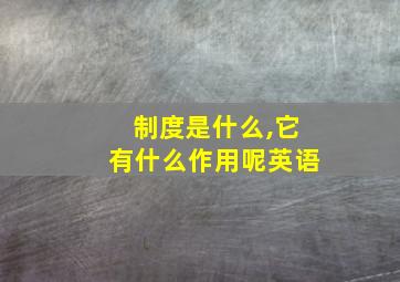 制度是什么,它有什么作用呢英语