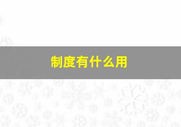 制度有什么用