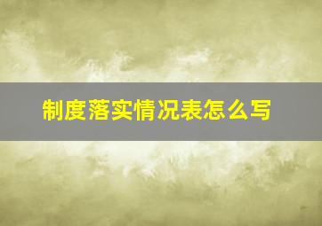 制度落实情况表怎么写