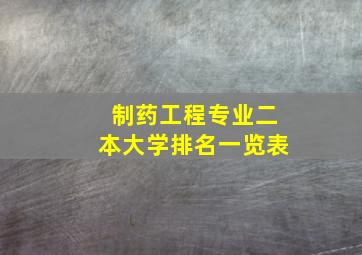 制药工程专业二本大学排名一览表