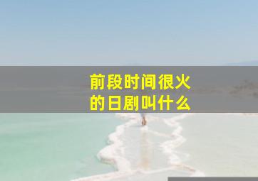 前段时间很火的日剧叫什么